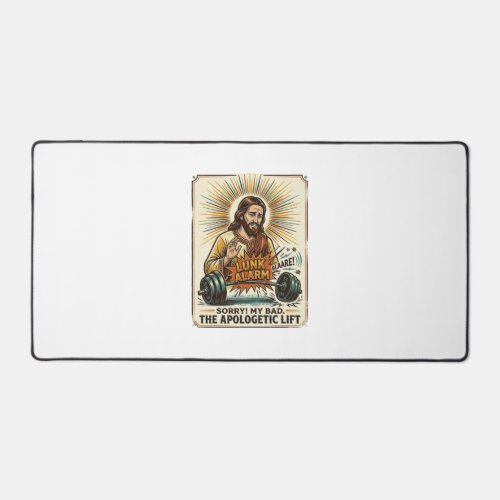 Jesus Dropping Heavy Dumbbell Loudly Gym Lunk Alar Desk Mat