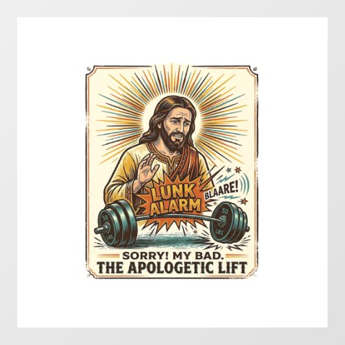 Jesus Dropping Heavy Dumbbell Loudly Gym Lunk Alar Floor Decals