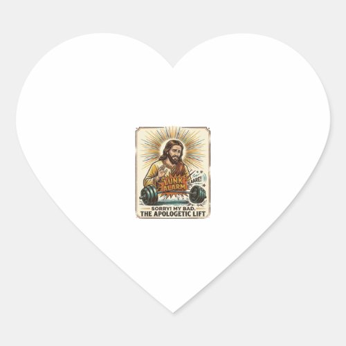 Jesus Dropping Heavy Dumbbell Loudly Gym Lunk Alar Heart Sticker