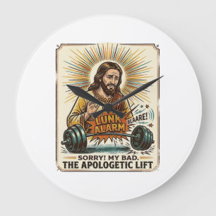 Jesus Dropping Heavy Dumbbell Loudly Gym Lunk Alar Large Clock