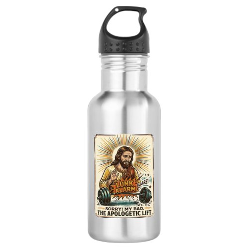 Jesus Dropping Heavy Dumbbell Loudly Gym Lunk Alar Stainless Steel Water Bottle