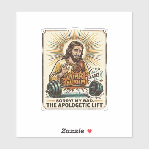 Jesus Dropping Heavy Dumbbell Loudly Gym Lunk Alar Sticker
