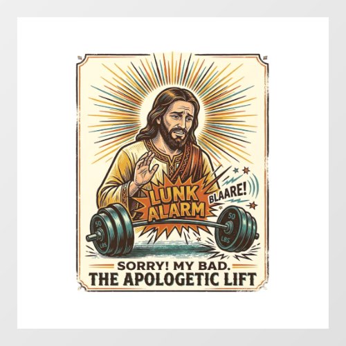 Jesus Dropping Heavy Dumbbell Loudly Gym Lunk Alar Window Cling