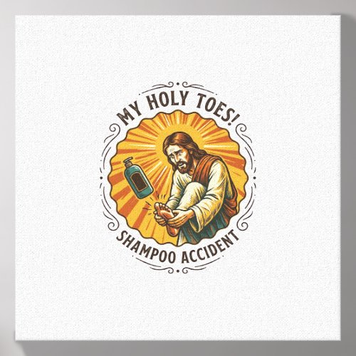 Jesus Dropping Shampoo Bottle On Foot Shower Pain Canvas Photo Tile