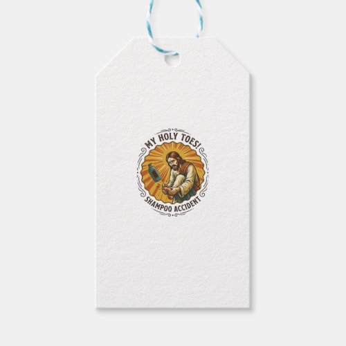 Jesus Dropping Shampoo Bottle On Foot Shower Pain Gift Tags
