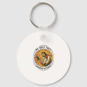 Jesus Dropping Shampoo Bottle On Foot Shower Pain Keychain