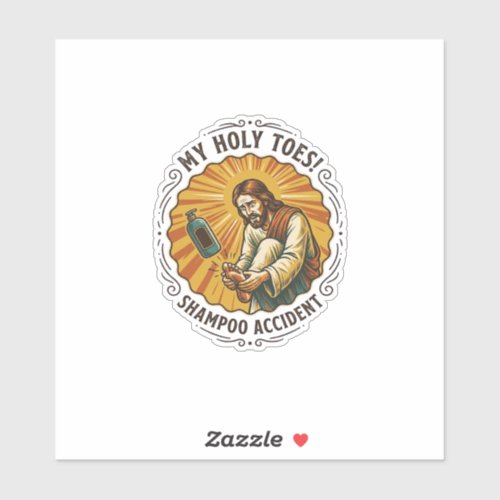 Jesus Dropping Shampoo Bottle On Foot Shower Pain  Sticker