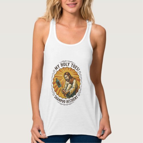 Jesus Dropping Shampoo Bottle On Foot Shower Pain Tank Top