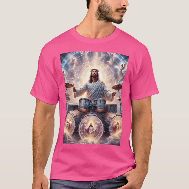 Jesus Drummer  Jesus Playing Drums T-Shirt (Front)
