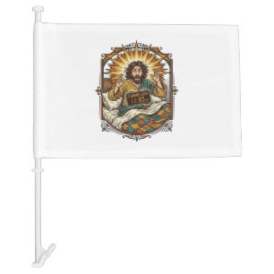 Jesus Drunk Online Shopping Receipt Morning After Car Flag