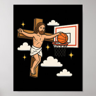 Jesus Dunk Funny Christian Religion Jesus Playing  Poster