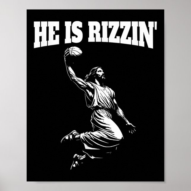 Jesus Dunking Meme Heaven Basketball Dunk He Is Ri Poster (Front)