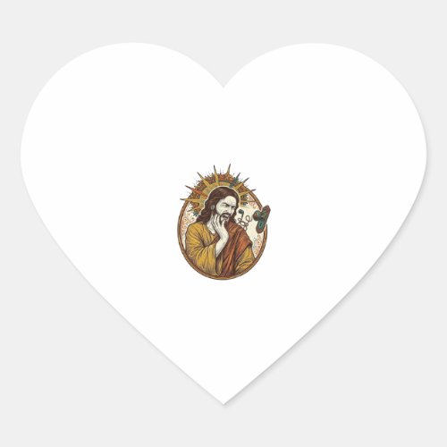 Jesus Earbud Cord Caught Doorknob Ripped Out Gym H Heart Sticker