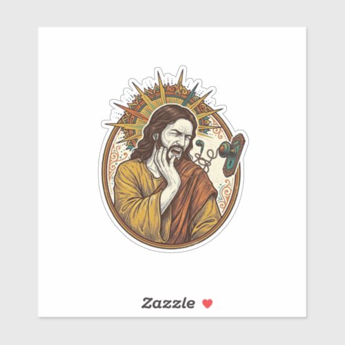 Jesus Earbud Cord Caught Doorknob Ripped Out Gym H Sticker