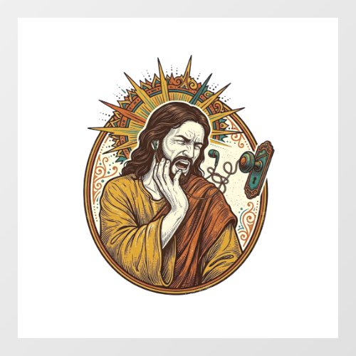 Jesus Earbud Cord Caught Doorknob Ripped Out Gym H Window Cling
