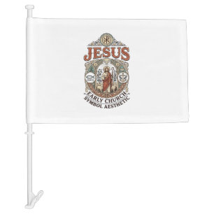 Jesus Early Church Symbol Aesthetic Jesus Early Ch Car Flag