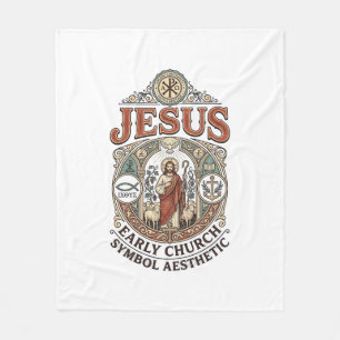 Jesus Early Church Symbol Aesthetic Jesus Early Ch Fleece Blanket