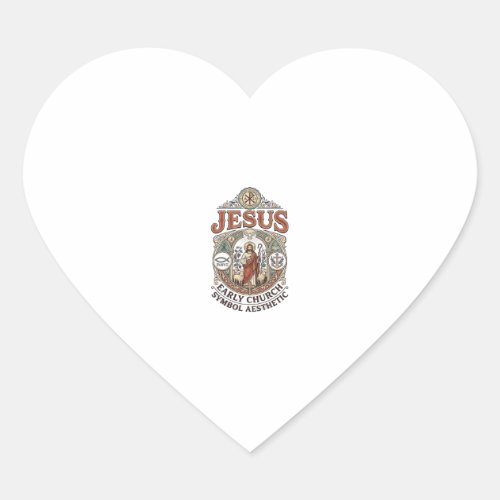 Jesus Early Church Symbol Aesthetic Jesus Early Ch Heart Sticker