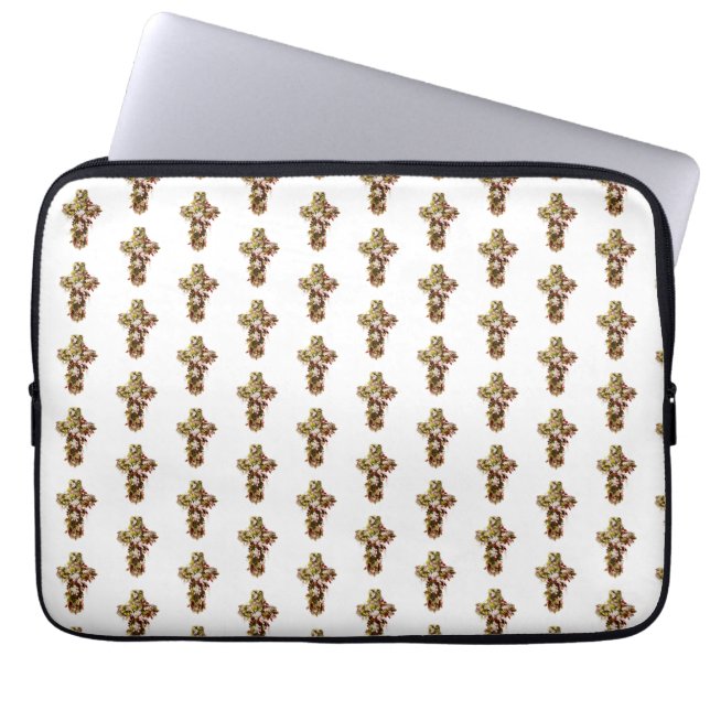 Jesus Easter Sunday Flowering cross  Laptop Sleeve (Front)