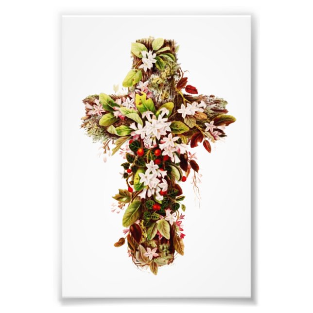 Jesus Easter Sunday Flowering cross  Photo Print (Front)