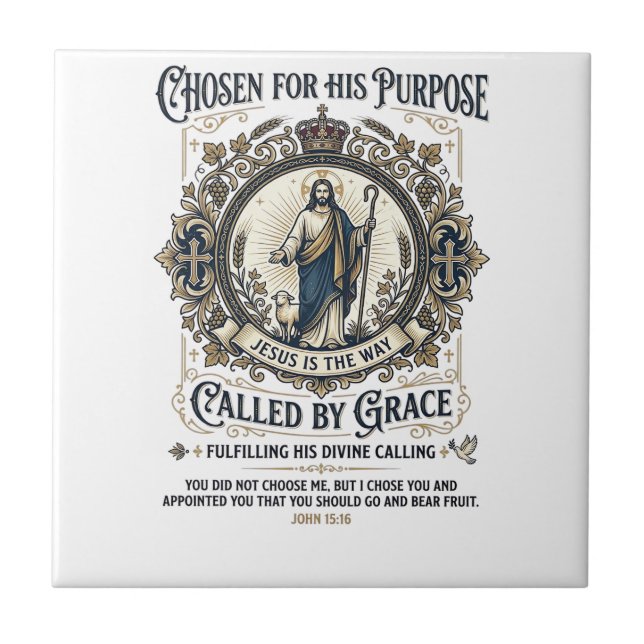 Jesus Electrician Shirt Faith Based Design_1 Ceramic Tile (Front)