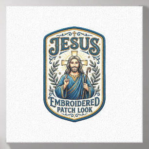 Jesus Embroidered Patch Look Jesus Embroidered Pat Canvas Photo Tile