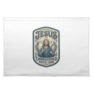 Jesus Embroidered Patch Look Jesus Embroidered Pat Cloth Placemat