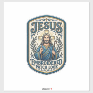 Jesus Embroidered Patch Look Jesus Embroidered Pat Sticker