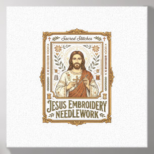 Jesus Embroidery Needlework Jesus Embroidery Needl Canvas Photo Tile
