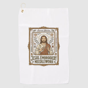 Jesus Embroidery Needlework Jesus Embroidery Needl Golf Towel