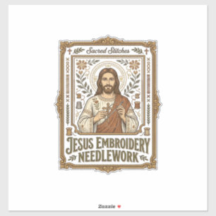 Jesus Embroidery Needlework Jesus Embroidery Needl Sticker