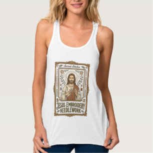 Jesus Embroidery Needlework Jesus Embroidery Needl Tank Top