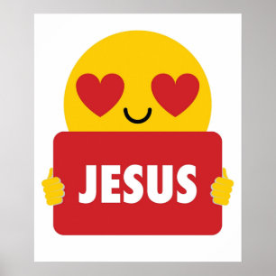 Jesus Emoji Heart Eye Shirt TShirt Tee Poster