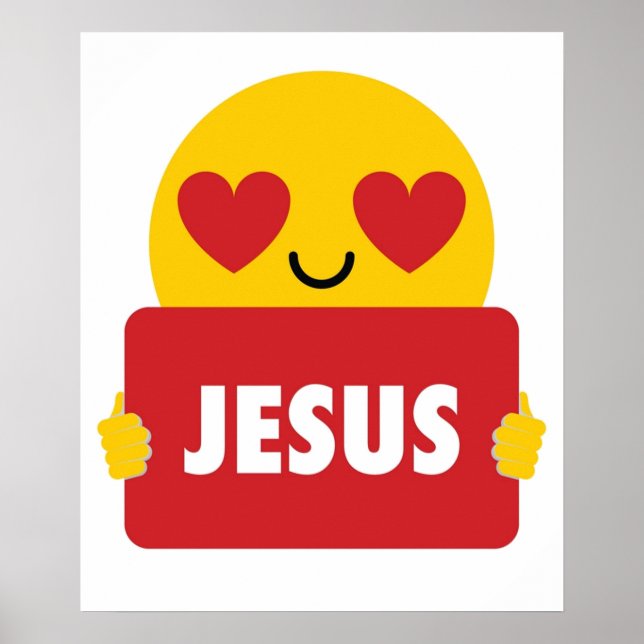 Jesus Emoji Heart Eye Shirt TShirt Tee Poster (Front)