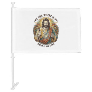 Jesus Empty Broken Beer Mug Bartender Drinking Hum Car Flag