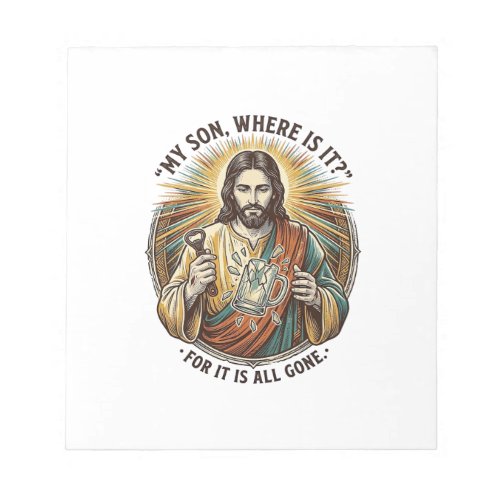 Jesus Empty Broken Beer Mug Bartender Drinking Hum Notepad