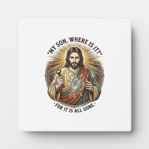 Jesus Empty Broken Beer Mug Bartender Drinking Hum Plaque
