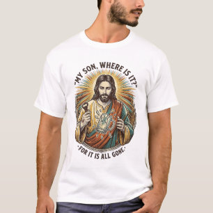 Jesus Empty Broken Beer Mug Bartender Drinking Hum T-Shirt