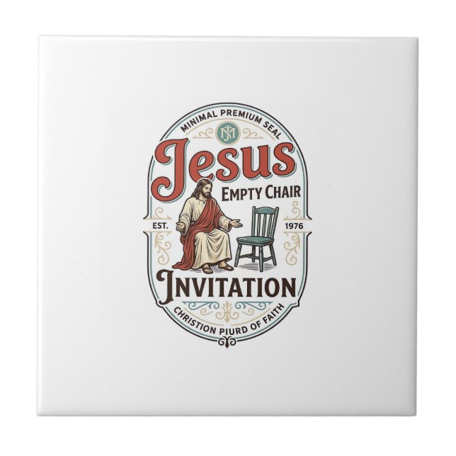 Jesus Empty Chair Invitation Jesus Empty Chair Inv Ceramic Tile (Front)
