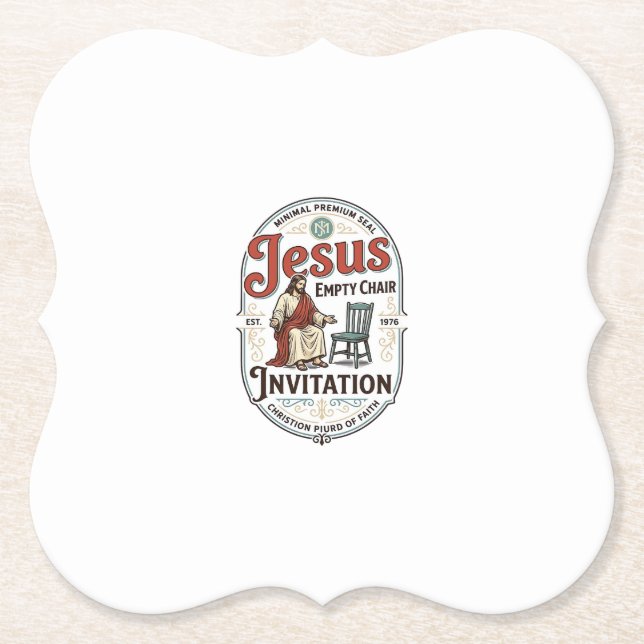 Jesus Empty Chair Invitation Jesus Empty Chair Inv Paper Coaster (Front)