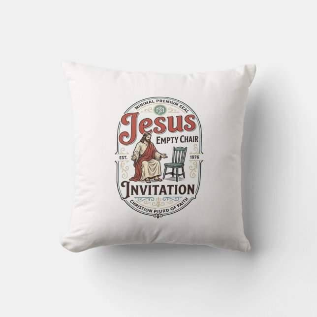 Jesus Empty Chair Invitation Jesus Empty Chair Inv Throw Pillow (Front)