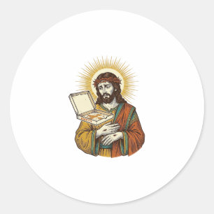 Jesus Empty Pizza Box Fridge Betrayal Food Humor_1 Classic Round Sticker