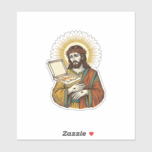 Jesus Empty Pizza Box Fridge Betrayal Food Humor_1 Sticker