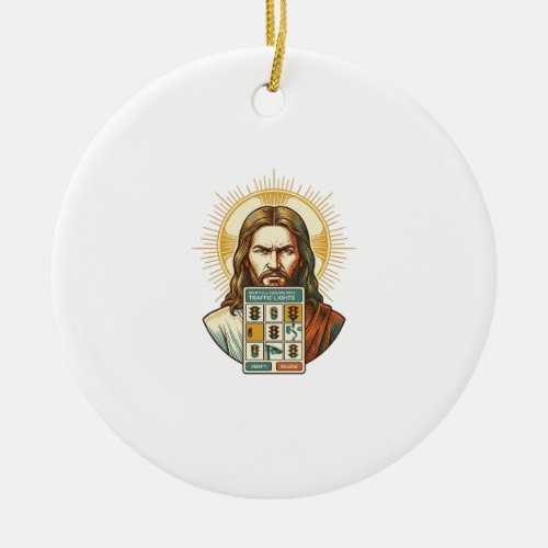 Jesus Endless Captcha Verification Traffic Lights  Ceramic Ornament