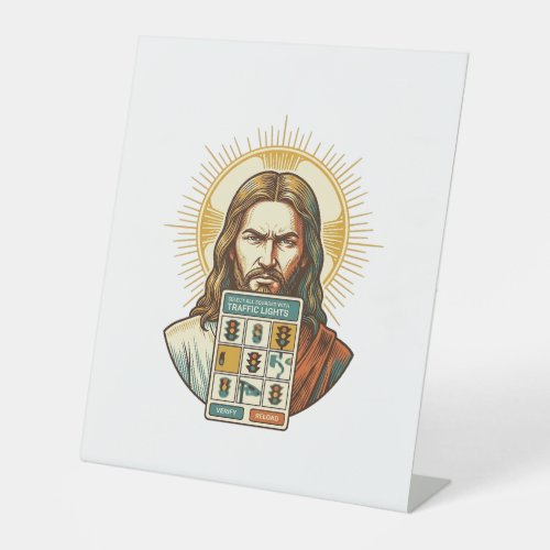 Jesus Endless Captcha Verification Traffic Lights Pedestal Sign