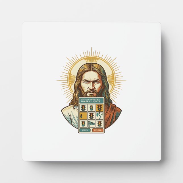 Jesus Endless Captcha Verification Traffic Lights  Plaque (Front)