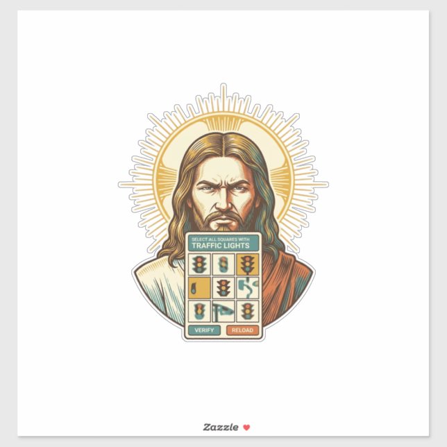 Jesus Endless Captcha Verification Traffic Lights  Sticker (Sheet)