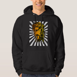 Jesus Enlarged Face And Sun Ray Art 1 Hoodie