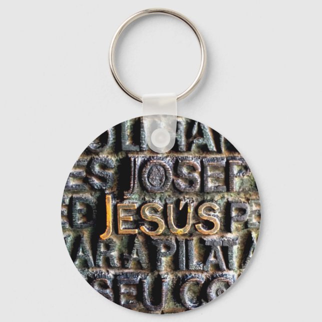 Jesus etched metal keychain (Front)