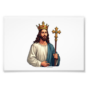 Jesus Eternal King Vintage Engraving Tee Photo Print